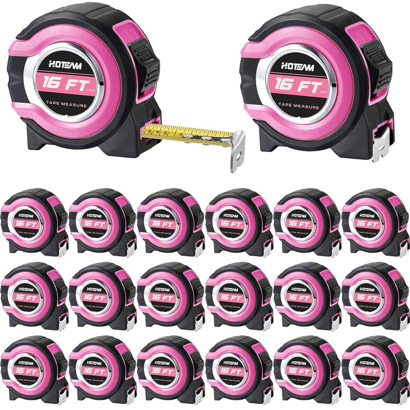 16ft Pink Measuring Tape with Fractions – Easy Read