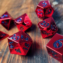 Forged Lore Polished Red with Starry Mica Metal RPG Dice Set of 7