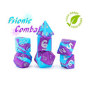 ANTI-STRESS DICE: PSIONIC COMBAT: VIOLET PURPLE AND CYAN BLUE SILICONE SWIRLED: 7CT SILICONE DICE