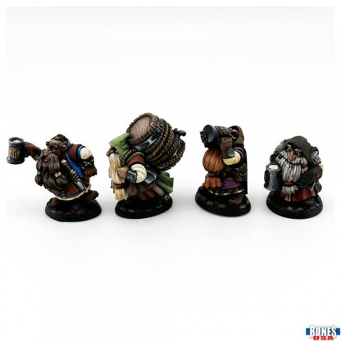 Bones USA Reaper Legends: Townsfolk: Dwarven Brewmeister and Patrons (4)
