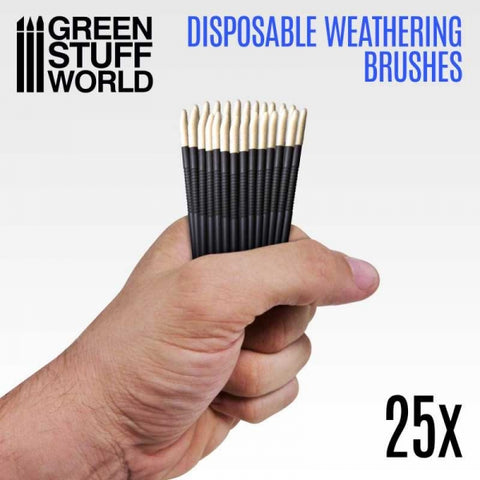 Green Stuff World: 25x Disposable Weathering Brushes