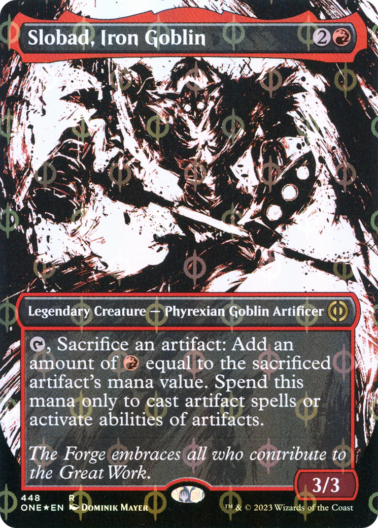 Slobad, Iron Goblin (Borderless Ichor Step-and-Compleat Foil) [Phyrexia: All Will Be One]