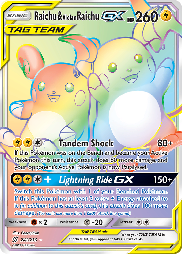 raichu gx pokemon card & Alolan Raichu Alternate Art Custom Graded Display Case Stage 1 2019 Pokemon Sm Black Star