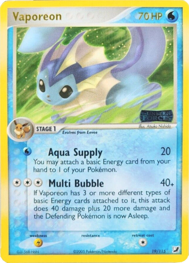 Vaporeon (19/115) (Stamped) [EX: Unseen Forces]