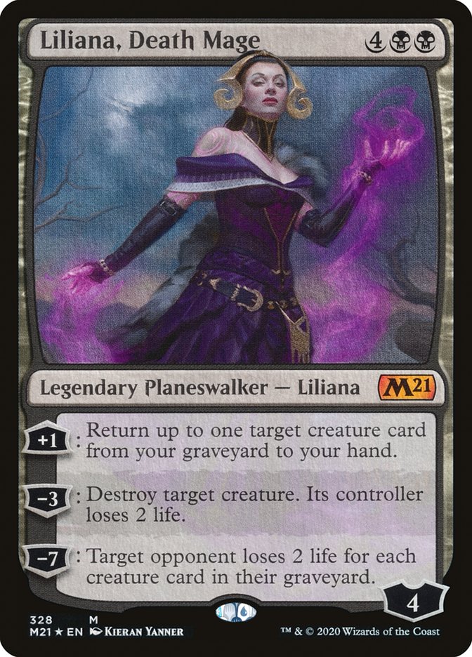 mtg liliana cards Magic the Gathering 2021 Core Set Mythic Rare Foil Liliana, Death Mage #328
