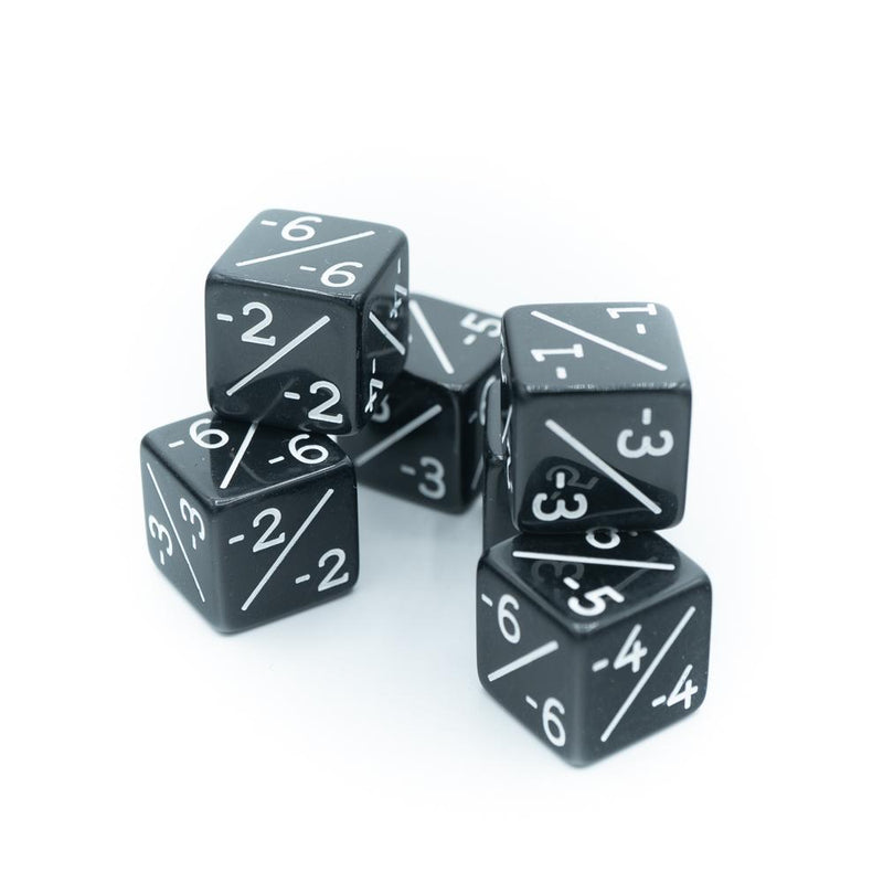 Die Hard Dice Black MTG Negative Power-Toughness Counters - 6 pack