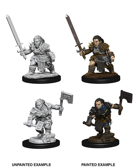 D&D Female Dwarf Barbarian Unpainted Miniature