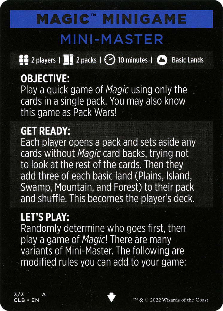 Mini-Master (Magic Minigame) [Commander Legends: Battle for Baldur's Gate Minigame]