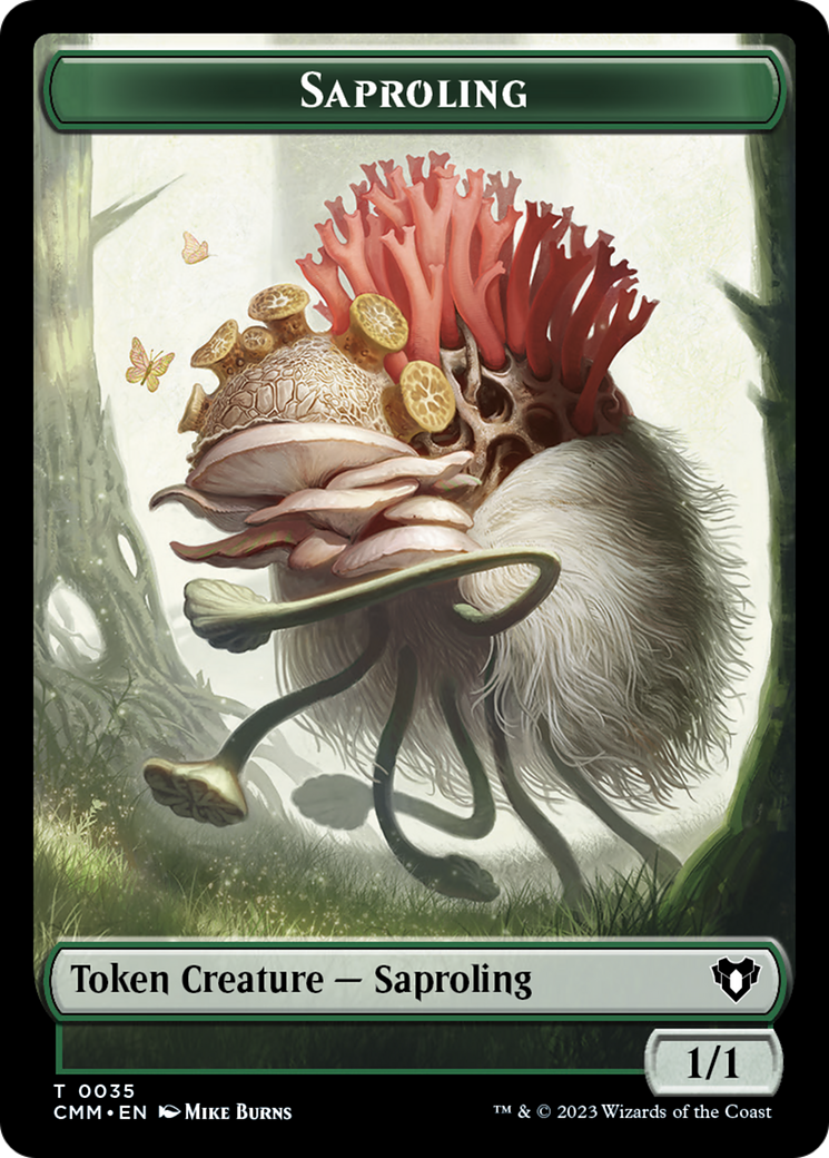 Saproling // Dragon (0021) Double-Sided Token [Commander Masters Tokens]