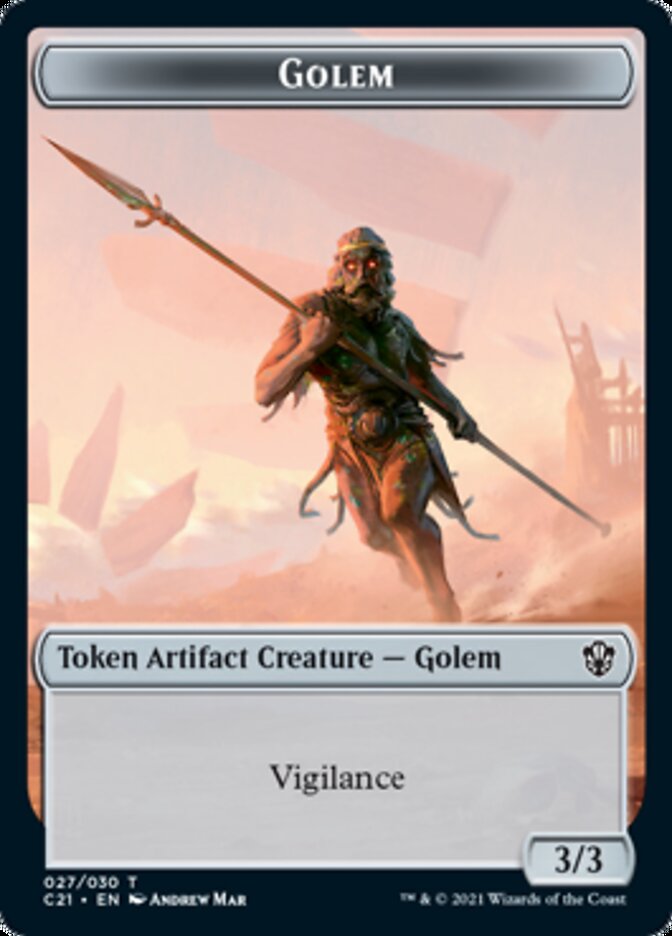 cards that create golem tokens mtg Magic The Gathering - Modern Horizons 3 - Phyrexian Token Artifact Creature Golem Rarity Golem (027) // Thopter Token